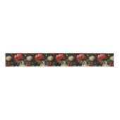 Elegante Kerst Rood & Crème  Bloemen Grosgrain Lint (Voorkant)