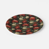 Elegante Kerst Rood & Crème  Bloemen Papieren Bordje (Gekanteld)