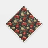 Elegante Kerst Rood & Crème  Bloemen Servet (Hoek)