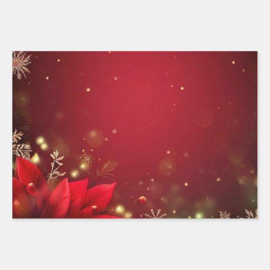 Elegante kerst rood goud luxe origineel inpakpapier vel (Voorkant 2)