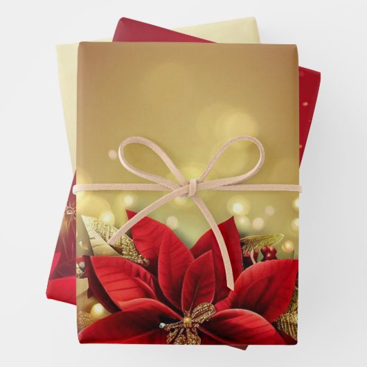 Elegante kerst rood goud luxe origineel inpakpapier vel (In situ)