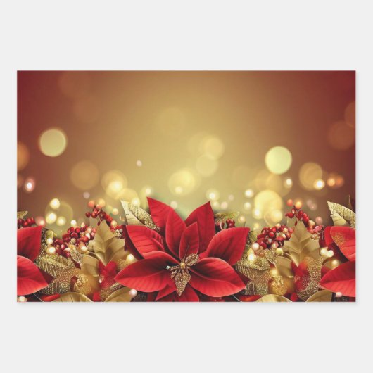 Elegante kerst rood goud luxe origineel inpakpapier vel (Voorkant)