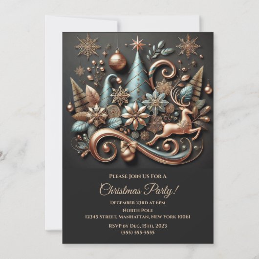 Elegante kerst-Roos goud- Kaart (Voorkant)