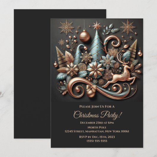 Elegante kerst-Roos goud- Kaart (Voorkant / Achterkant)