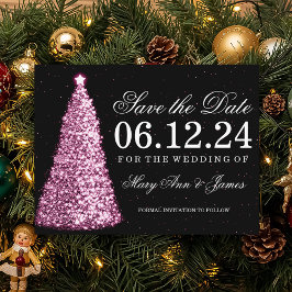 Elegante Kerst Save The Date Roze Aankondigingskaart