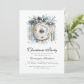 Elegante Kerst Scriptie Diner/Feest Uitnodiging (Staand voorkant)