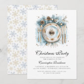 Elegante Kerst Scriptie Diner/Feest Uitnodiging (Voorkant / Achterkant)