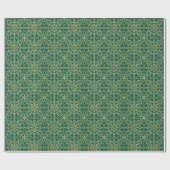 Elegante Kerst Sneeuwvlok Faux Gold Green Cadeaupapier (Vlak)