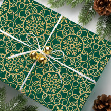 Elegante Kerst Sneeuwvlok Faux Gold Green