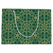 Elegante Kerst Sneeuwvlok Faux Gold Green Groot Cadeauzakje (Achterkant)