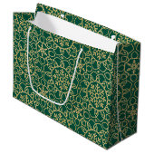 Elegante Kerst Sneeuwvlok Faux Gold Green Groot Cadeauzakje (Voorkant Gekanteld)