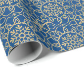 Elegante Kerst Sneeuwvlok Faux Gold Navy Cadeaupapier (Rol Hoek)