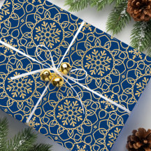 Elegante Kerst Sneeuwvlok Faux Gold Navy