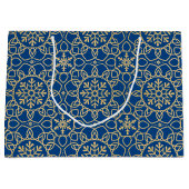 Elegante Kerst Sneeuwvlok Faux Gold Navy Groot Cadeauzakje (Voorkant)