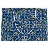 Elegante Kerst Sneeuwvlok Faux Gold Navy Groot Cadeauzakje (Achterkant)