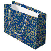 Elegante Kerst Sneeuwvlok Faux Gold Navy Groot Cadeauzakje (Voorkant Gekanteld)
