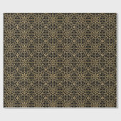 Elegante Kerst Sneeuwvlok Faux Gold Zwart Cadeaupapier (Vlak)