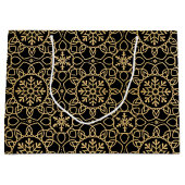 Elegante Kerst Sneeuwvlok Faux Gold Zwart Groot Cadeauzakje (Voorkant)