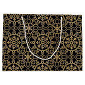 Elegante Kerst Sneeuwvlok Faux Gold Zwart Groot Cadeauzakje (Achterkant)