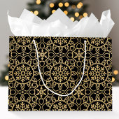 Elegante Kerst Sneeuwvlok Faux Gold Zwart Groot Cadeauzakje