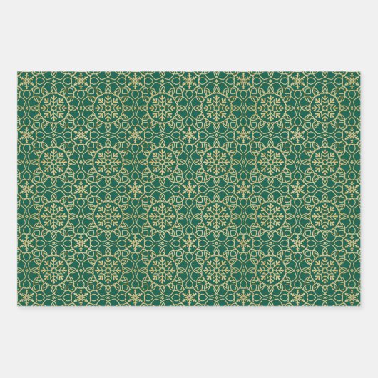 Elegante Kerst Sneeuwvlok Faux Goud Rood Set Inpakpapier Vel (Voorkant 2)