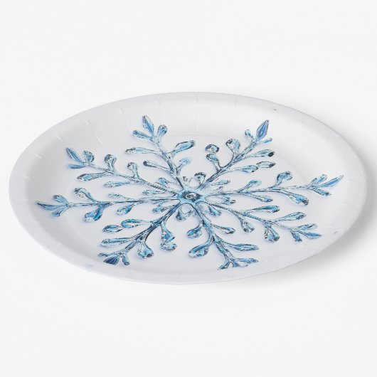 Elegante kerst sneeuwvlok papieren bordje (Gekanteld)
