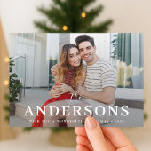 Elegante Kerst Stijlvol Modern Koppel Foto Rood Feestdagenkaart