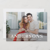 Elegante Kerst Stijlvol Modern Koppel Foto Rood Feestdagenkaart (Voorkant)