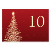 Elegante Kerst Trouwtafel Nummer Rood Goud Kaart (Voorkant)