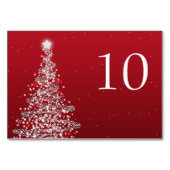 Elegante Kerst Trouwtafel Nummer Rood Zilver Kaart (Voorkant)