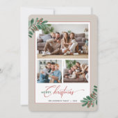 Elegante kerst typografie 3 foto's feestdagenkaart (Voorkant)