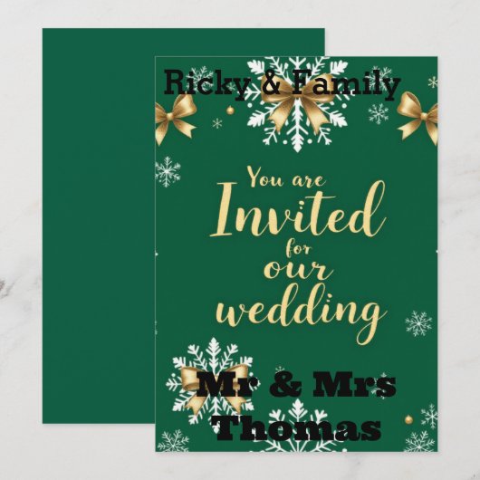 Elegante Kerst Uitnodiging Kaart (Voorkant / Achterkant)