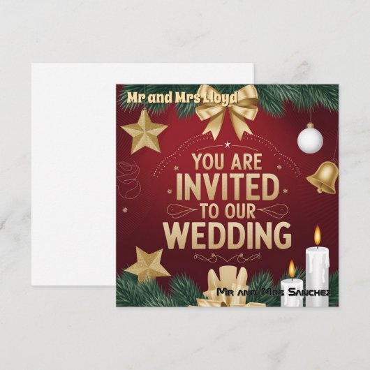 Elegante Kerst Uitnodiging Kaart (Voorkant / Achterkant)