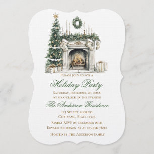 Elegante kerst uitnodiging voor de haard
