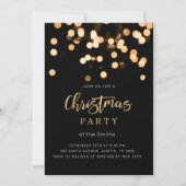 Elegante kerst uitnodiging zwart en goud (Voorkant)