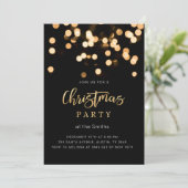 Elegante kerst uitnodiging zwart en goud (Staand voorkant)
