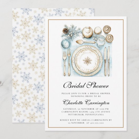 Elegante kerst vakantie bruids douche uitnodiging (Voorkant / Achterkant)