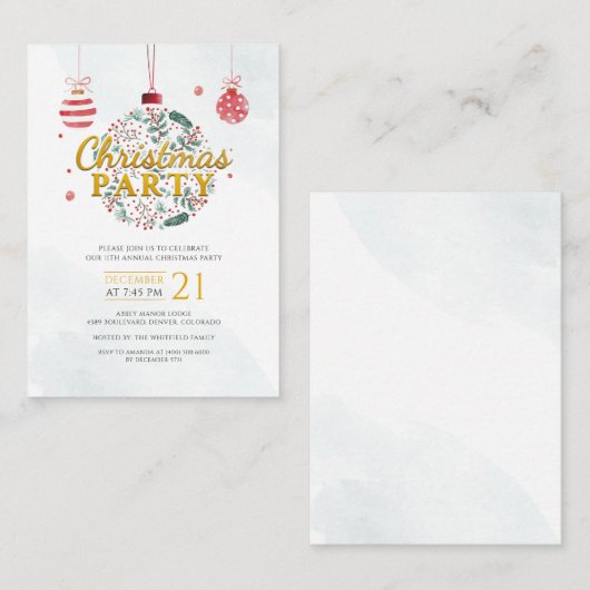 Elegante kerst vakantie feest uitnodiging (Voorkant / Achterkant)