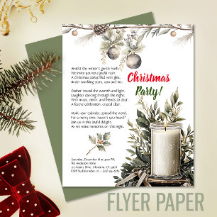 Elegante kerst vakantie kaars party uitnodiging flyer