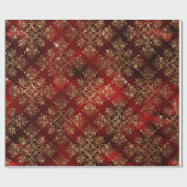 Elegante kerst vakantie Metallic Damask Cadeaupapier (Vlak)