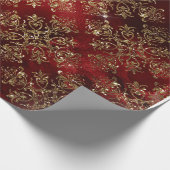 Elegante kerst vakantie Metallic Damask Cadeaupapier (Hoek)