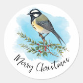 Elegante Kerst van Vogels Ronde Sticker (Voorkant)