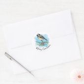 Elegante Kerst van Vogels Ronde Sticker (Envelop)