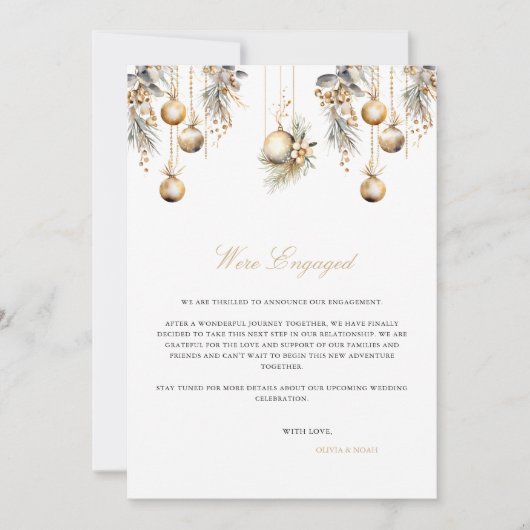 Elegante kerst verlovingsaankondigingskaart aankondiging (Voorkant)