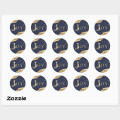 Elegante kerst vreugde bloemengoud glitter blauw ronde sticker (Vel)