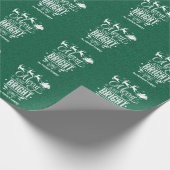 Elegante Kerst "Vrolijk en helder" Groene Glitter Cadeaupapier (Hoek)