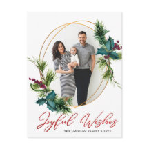 Elegante Kerst Vrolijke Wensen Holly Pine Foto