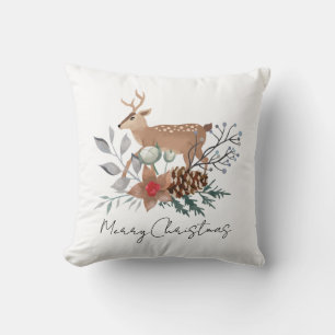 Elegante Kerst Watercolor Herten Vakantie Kussen