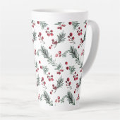 Elegante Kerst Waterverf Botanische Patroon Latte Mok (Rechterhoek)