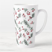 Elegante Kerst Waterverf Botanische Patroon Latte Mok (Rechts)